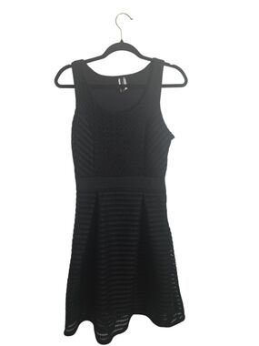 Shop WTD Textured Black Sleeveless Fit & Flare Mini Dress